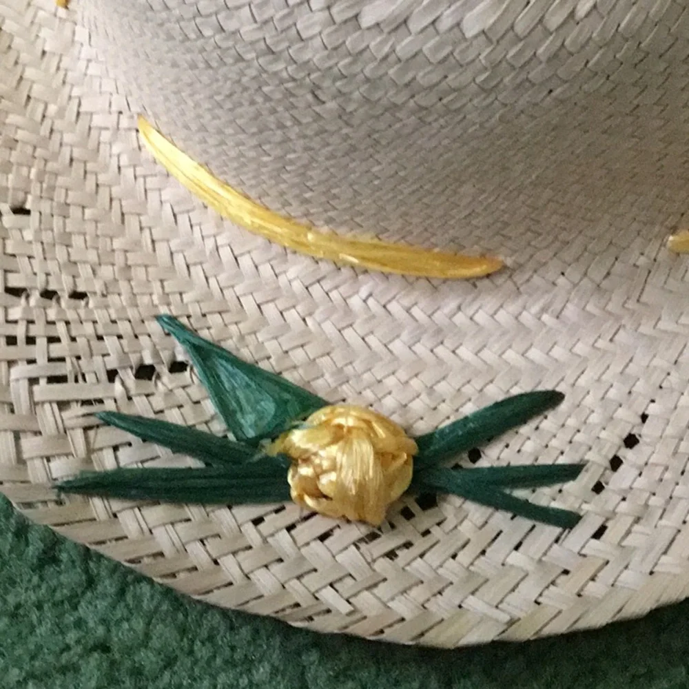 Kids Straw Floral Summer Beach Hat
